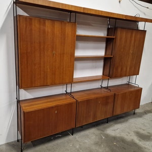 Mid century Omnia wall unit by Ernst Dieter Hilker, 1960s - vintage wooden wall unit - string wall unit - adjustable wall unit