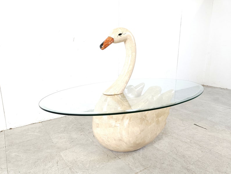 Vintage tesselated swan coffee table, 1980s vintage stone coffee table marble coffee table image 4