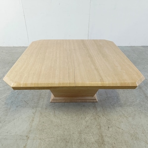 Vintage travertine hidden bar coffee table, 1970s - open top coffee table - dry bar coffee table - vintage coffee table