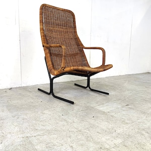 Mid-Century Wicker lounge chair by Dirk Van Sliedrecht, 1960&#39;s, Netherlands - Vintage rattan chair - rohe noordwolde chair
