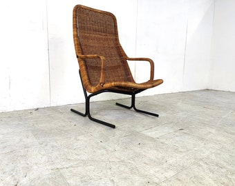 Mid-Century Wicker lounge chair by Dirk Van Sliedrecht, 1960's, Netherlands - Vintage rattan chair - rohe noordwolde chair