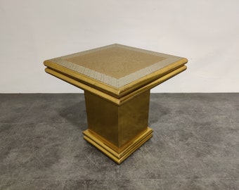 Occasional table by Gony Nava, 1980s - hollywood regency side table - gold side table - brass side table - vintage side table