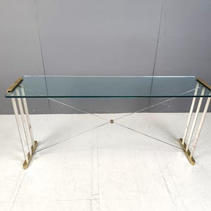 Console table by Peter Ghyczy, 1970s - vintage console table - hollywood regency console table - brass console table