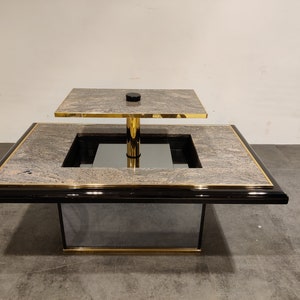 Vintage hidden bar coffee by Fedam, 1980s - marble coffee table - dry bar coffee table - coffee table - vintage coffee table