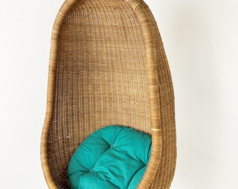 Nanna Ditzel hanging egg chair, 1960s - vintage wicker hanging chair - vintage wicker egg chair - vintage design chair