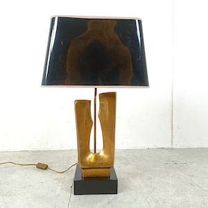 Mid century brass table lamp, 1970s - maison charles table lamp - sculptural table lamp - brass table lamp - brass desk lamp