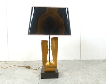 Mid century brass table lamp, 1970s - maison charles table lamp - sculptural table lamp - brass table lamp - brass desk lamp