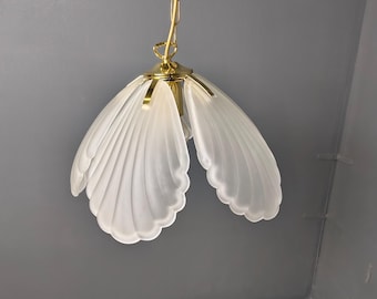 Lustre vintage italiano de vidro e latão, década de 1970 - lustre vintage de vidro - lustre art déco - luminária vintage