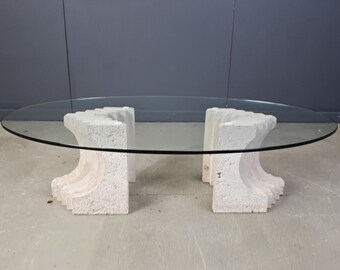 Vintage travertine coffee table Italy , 1970s - modernist coffee table - stone coffee table - design table - vintage table