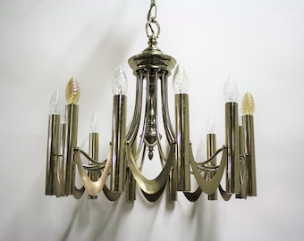 Chrome classic sciolari chandelier, 1960s - vintage chrome chandelier - mid century modern chandelier - italian chrome chandelier
