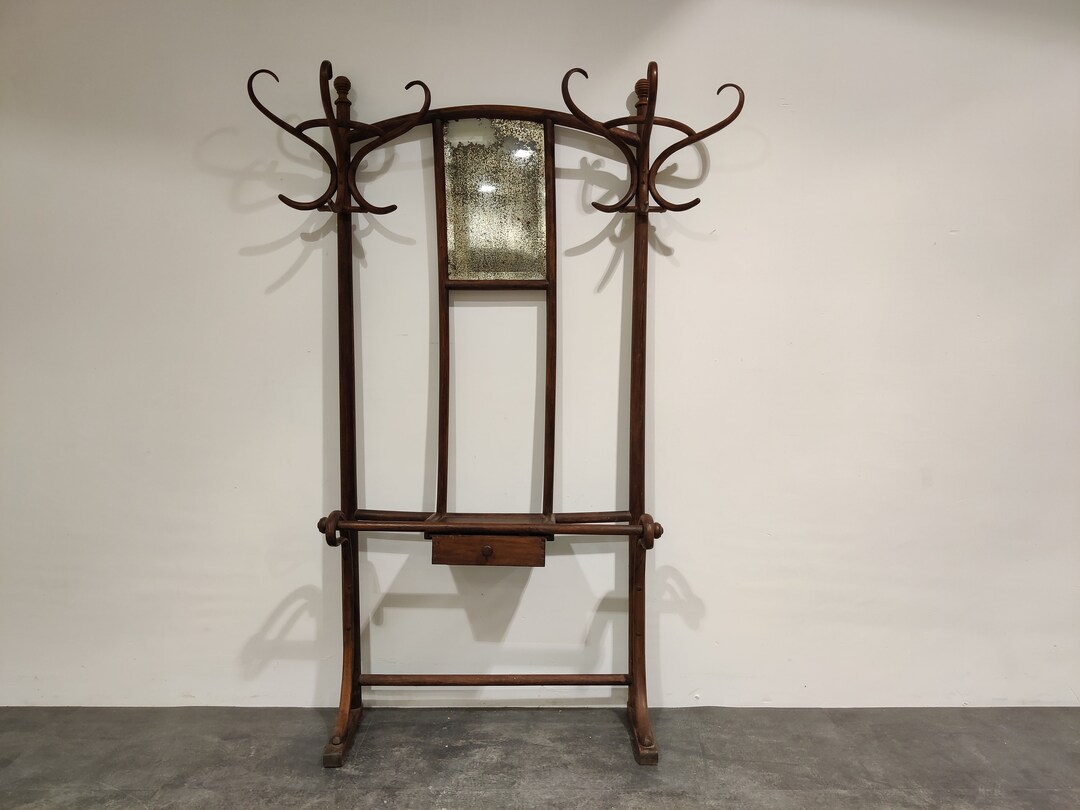 Thonet No.4 Coat Stand With Mirror 1920s Antique Coat Stand Bentwood Coat Rack Antique Mirror Hallway Mirror Etsy