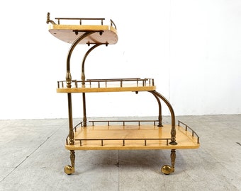 Italian Lacquered Goatskin / Parchment Serving Bar Cart by Aldo Tura, 1960s - Vintage design trolley - Chic Italian vintage bar cart