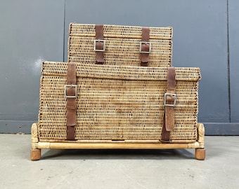 innovator Vintage trunk 約29L Antique Early 1900s Innovation Brand Green Steamer Trunk