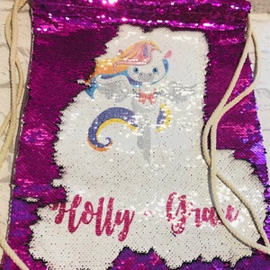 Personalized Sequin Unicorn Drawstring Bag - Children's Gift