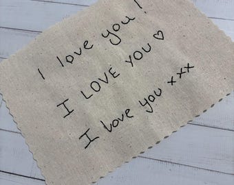 Custom Handwriting Embroidery on Cotton – Framed or Unframed – Personalized Keepsake Gift, Memorial or Birthday Note