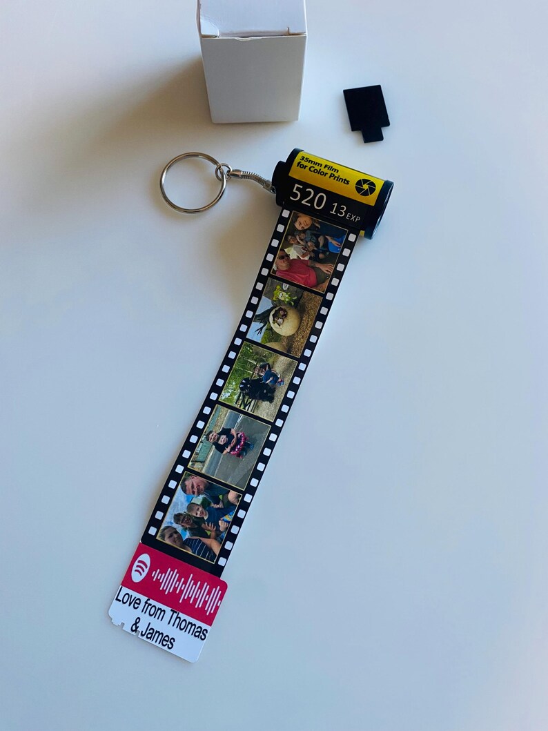 Personalised Photo Film Reel Keyring | Custom Photo & Song Message ...