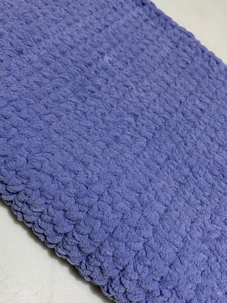 Purple chenille baby blanket, hand crocheted, pram blanket, bernat baby blanket image 2