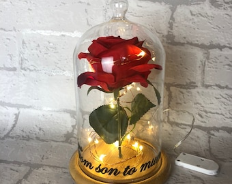 Rose Dome with Copper Lights, bedroom decor, wedding centerpieces, rose in a jar