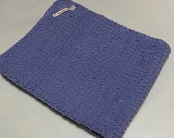 Purple chenille baby blanket, hand crocheted, pram blanket, bernat baby blanket