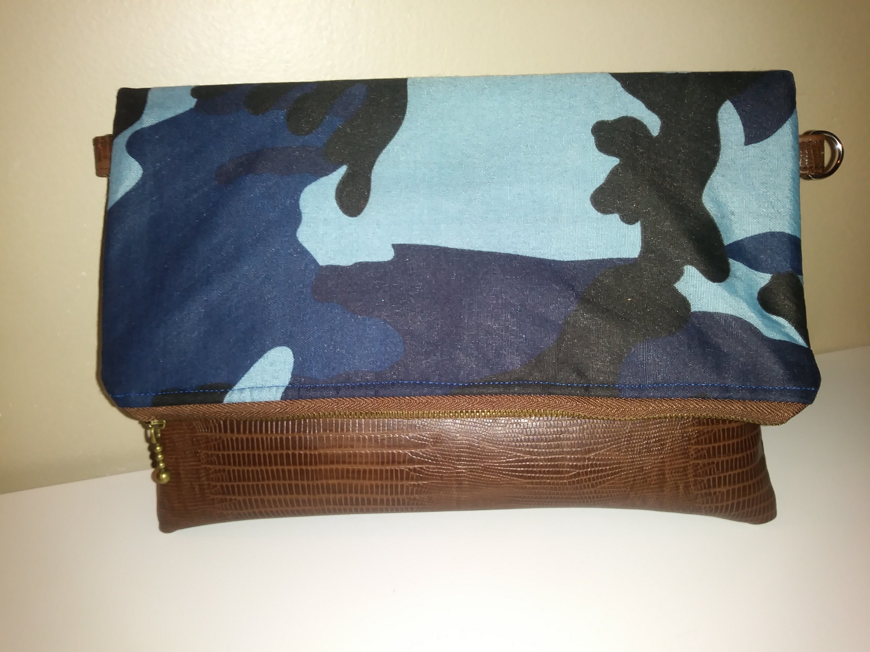 blue camo purse