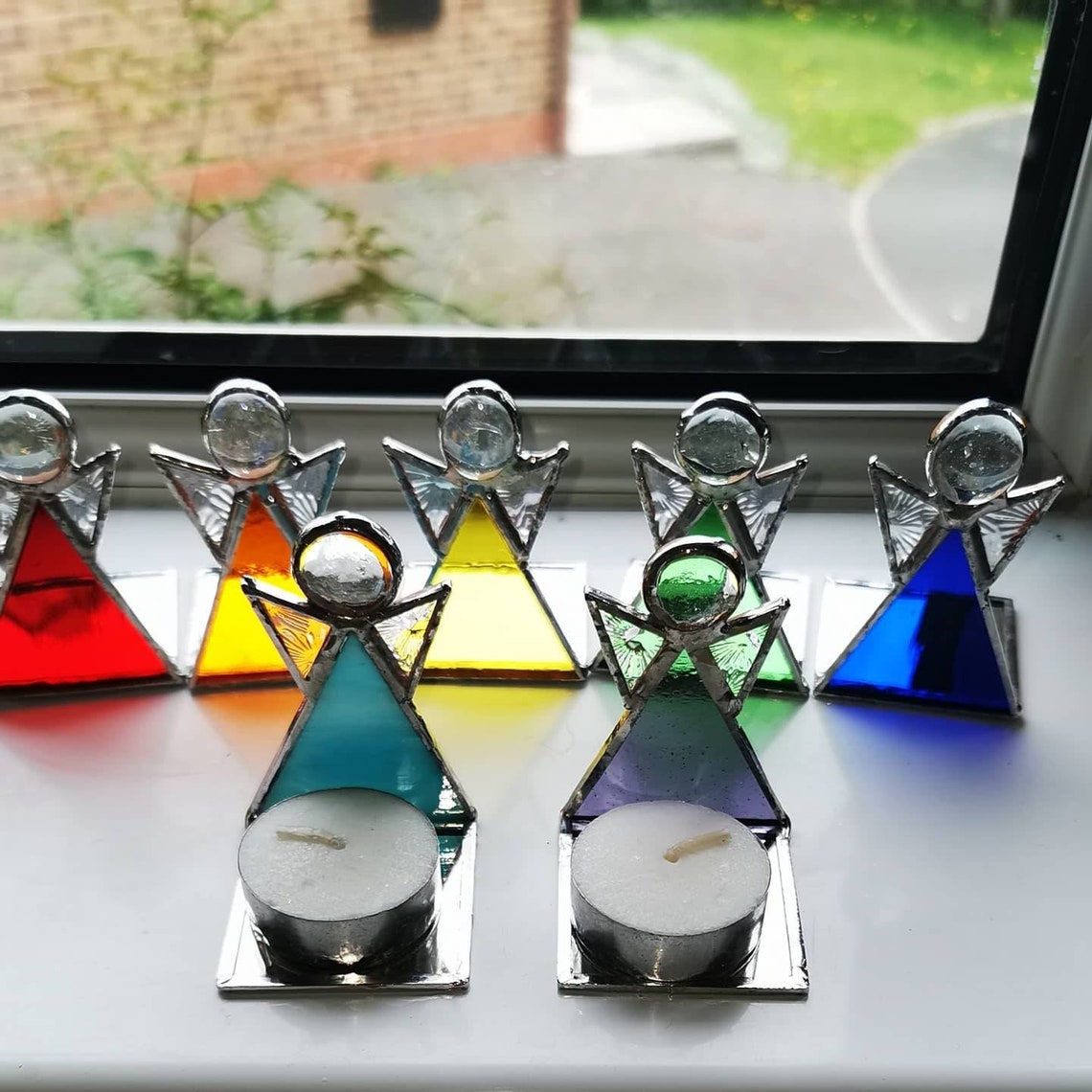 Stained Glass Angel Tea Light Holder Etsy UK