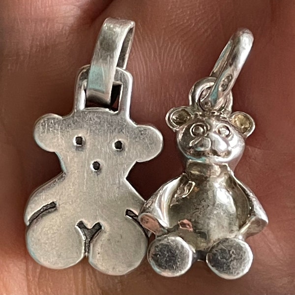 Vintage Sterling Silver Pendants Teddy bear Marked Tous