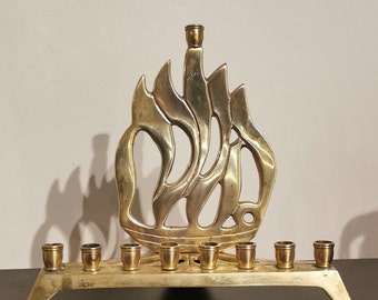 Vintage Solid Brass Menorah Judaica