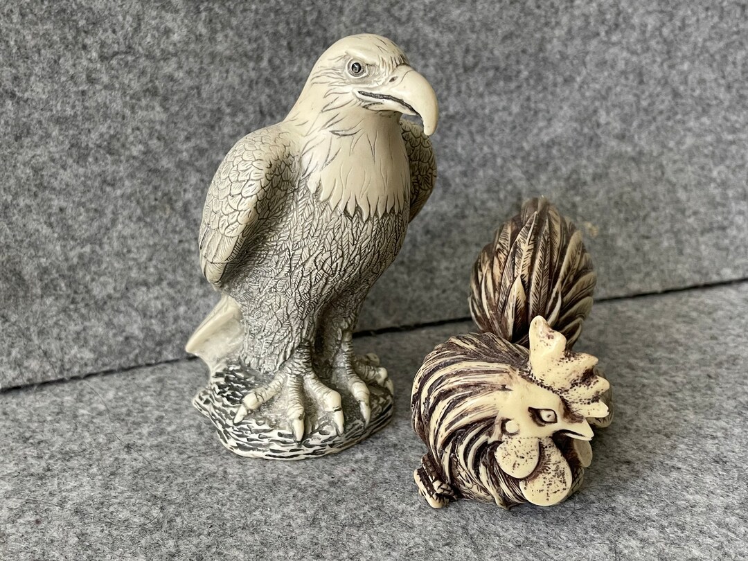Figurines vintage d'aigle et de coq sculptés à la main Canada