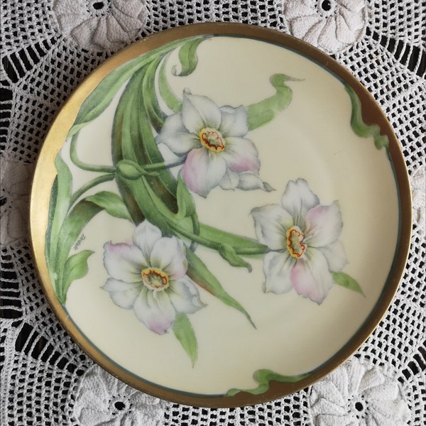 Psag Bavaria Hand Painted Plate Peonies Signed Pierre Etsy