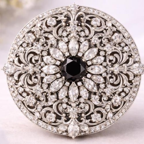 Broche Feuille Vintage En Argent Émaillé - Occasion En Bon État