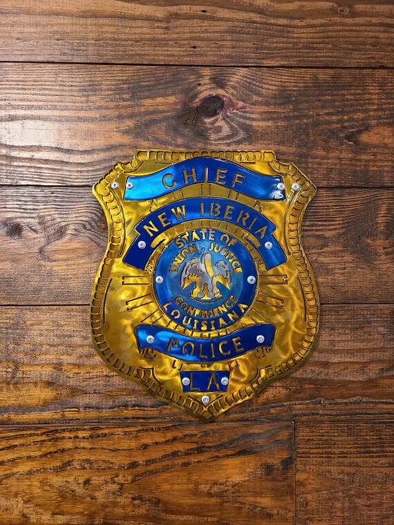 New Iberia Police Badge Metal Art Custom Badges Blue Australia - Police Badge Wall Decor New Iberia Police Badge Metal Art Custom Badges Blue Australia - Police Badge Wall Decor