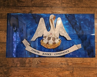 Louisiana State Flag, Metal Flag, Pelican Flag Wall Art, Patriotic, Metal, Flag of Louisiana