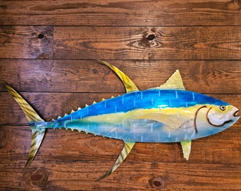 Yellowfin Tuna Metal Art, Aluminum Tuna, Wall Decor, Saltwater Fish Decor