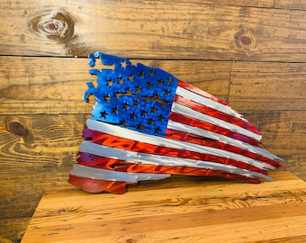 Metal American Flag, Tattered American Flag, Battle Flag, USA, Metal, Metal Flag