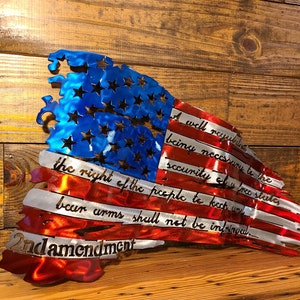 Second Amendment Battle Flag, Metal Flag, Metal American Flag, Tattered American Flag, Battle American Flag, Second Amendment