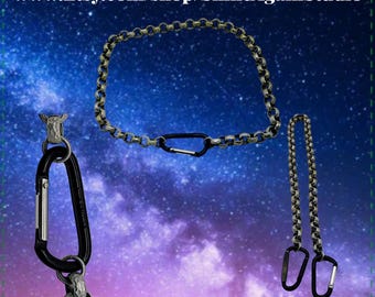 22-Inch Convertible Choker, Hammered Faceted Chain, Matte Black Cantilevers, Industrial Wallet Chain