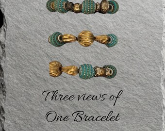 Turquoise Enamel Gold-Tone Beaded Statement Bracelet – Storied Heritage Jewelry