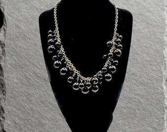 Lia Sophia Pop the Bubbly Necklace – Silver Tone Black Bead Statement Jewelry