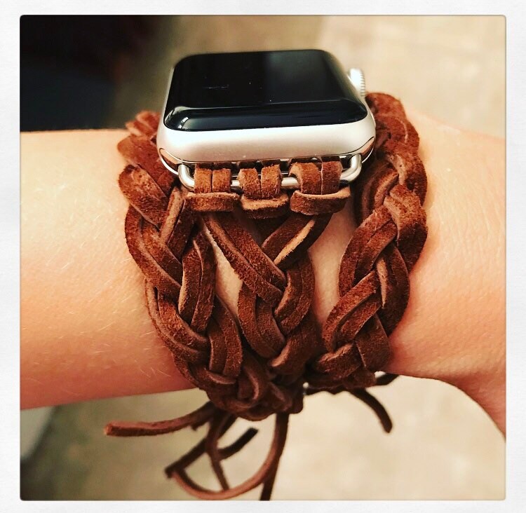 Braided leather hotsell watch band