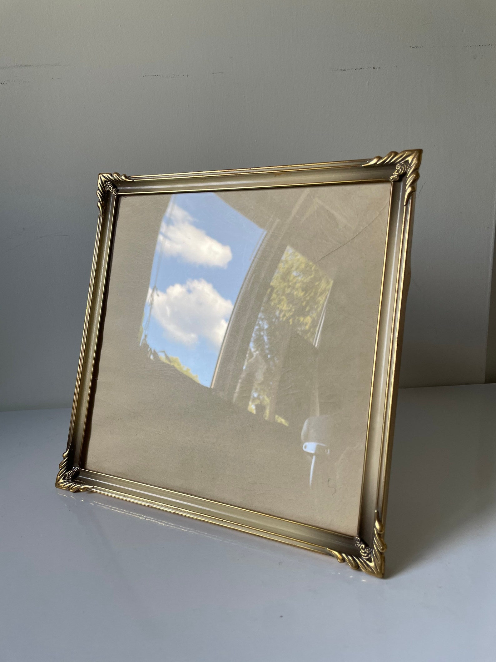 Vintage Gold colored Metal Picture Frame Large size Art Deco Etsy