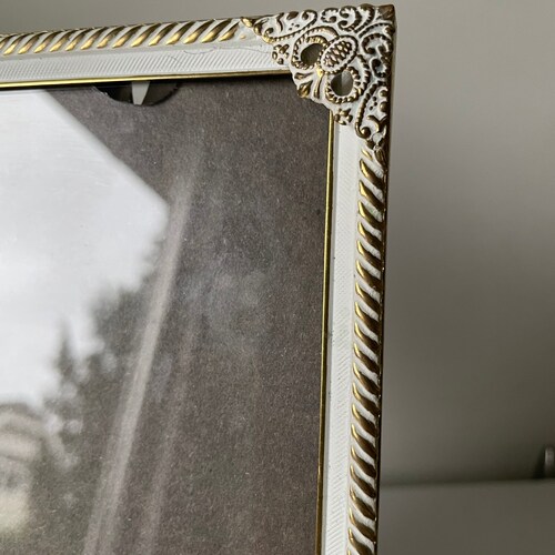 Vintage shops Gold & White colored Metal Picture Frame Large size