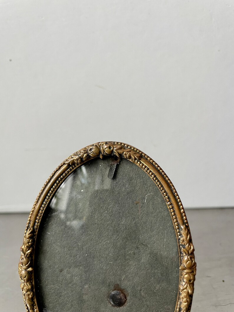 Antique Metal Gold Gilded Colored Brass Oval Picture Frame Small Size