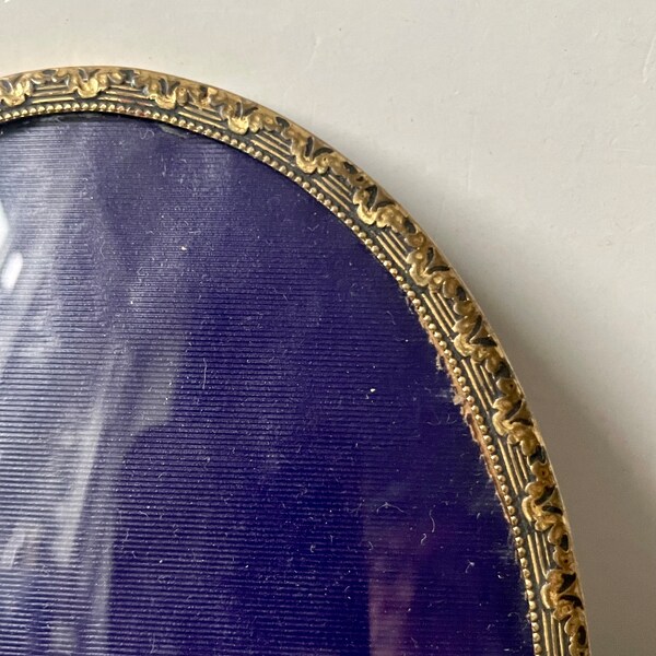 Antique Oval Metal Picture Frame Convex Glass Etsy