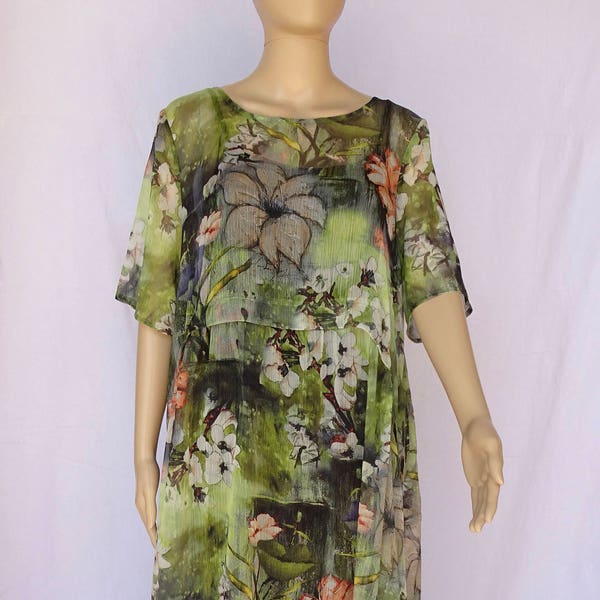 Water Lily Short Sleeve Tunic Dress (Bathing Suit Cover-Up)