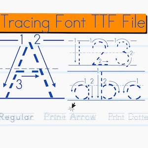 Tracing Font - Teacher Font, Student Fonts, Handwriting Fonts, Handwriting Practice, Kids Font, Dotted Font, Dashed Font, Arrow Tracing