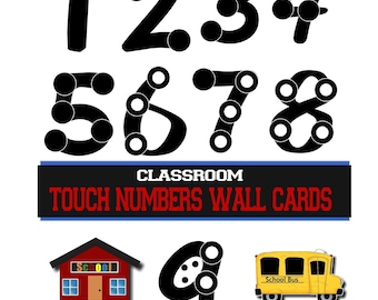 Touch Number counting Wall Cards! PDF and JPG files digital download!