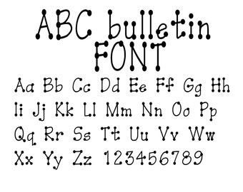 ABC Bulletin Font downloadable ttf file. Perfect for teachers- school projects- preschool- crafts- Holiday Crafts-invitations- Birthdays