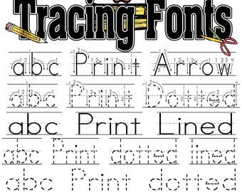 5 Tracing/ Handwriting Practice font bundle. Letters and numbers TTFdownloadable file School fonts-teacher font, Handwriting Lines, tracing