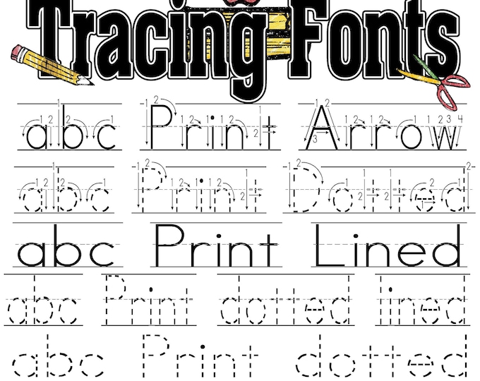 Tracing Font, School Font, Preschool Worksheet, Learn to Write, Writing