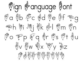 Sign Language font - Teacher Font, Student Fonts, Teach sign language, Kids Font, educator Font, Tracing